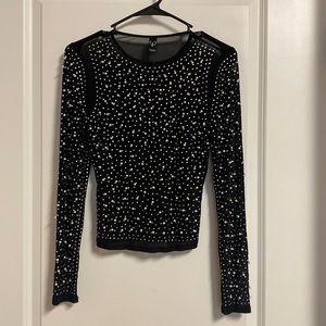 Rhinestone Mesh Top